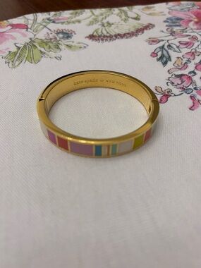 NEW Kate Spade New York gold-tone multicolor enamel striped hinged bangle